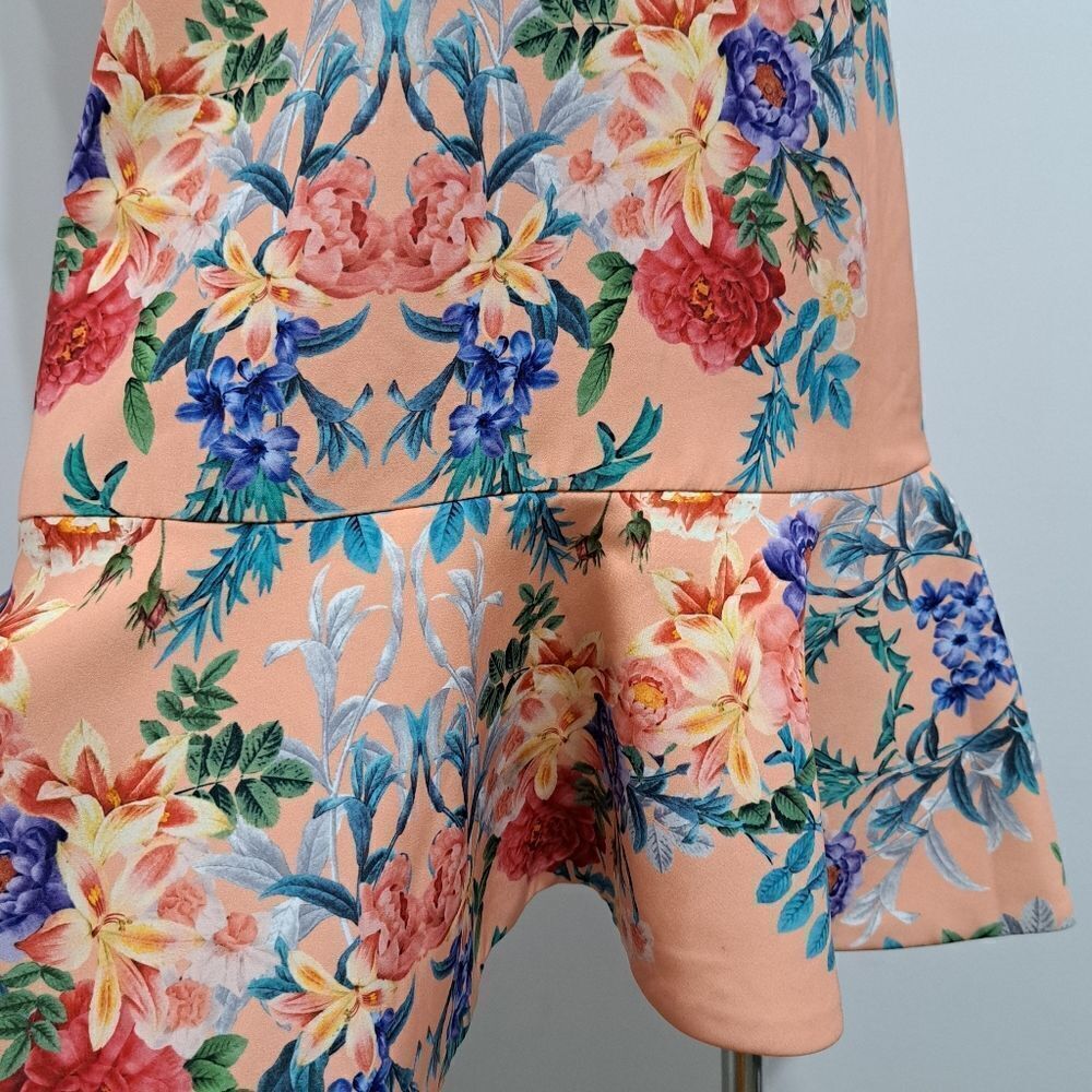 Keepsake The Label Anthropologie V Neck Sleeveless Floral Dress XS Petite Peach - Picture 9 of 14